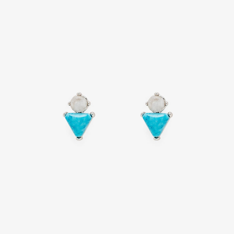 Turquoise & Moonstone Stud Earrings